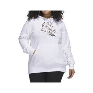 Adidas Womens Hoodie Sweatshirt White Bloom Fleece Long Sleeve Roses Size XS